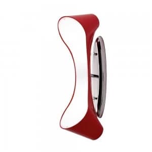 Flush Wall Lamp 2 Light E27, Gloss Red, White Acrylic, Polished Chrome