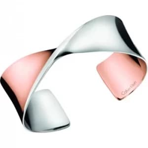 Ladies Calvin Klein Two-Tone Steel and Rose Plate Small Supple Bangle