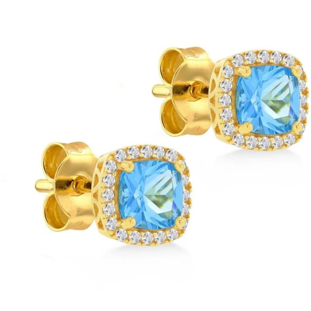 Be You 9ct Gold Square Topaz and CZ Stud Earrings Yellow Gold female One Size