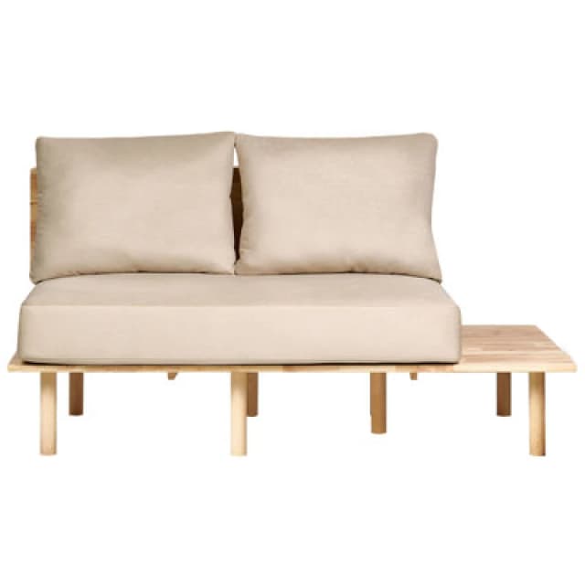 Beliani Sofa 2 Seater Salo Fabric Sand Beige With Tables