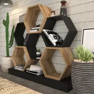 Decorotika Cicek 120 Cm Wide Hexagonal Bookshelf ,Hexagonal Display Shelving Unit , Room Divider Bookcase ,Modern Decorotive Storage