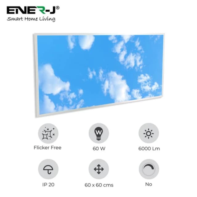 ENER-J 1195x595mm SKY LED Backlit 60W with 2 x Foldable Surface in White White Unisex