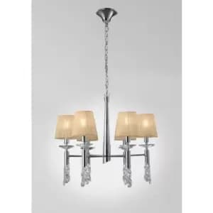 Tiffany pendant light 6+6 E14+G9 bulbs, polished chrome with bronze shade & transparent crystal