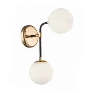 Zumaline Riano Wall Lamp, French Gold, Black, Opal, 2x G9