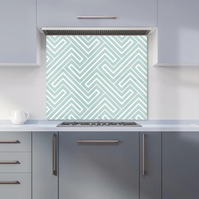 Warren Reed - Designer Geometric Modern Ornment Kitchen Splashback in Green Size: 600mm x 750mm Green Unisex 600mm x 750mm