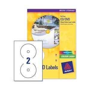 Avery Colour Glossy CD/DVD 117mm Label White
