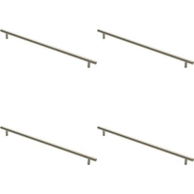 Loops 4x Round T Bar Cabinet Pull Handle 444 x 12mm 384mm Fixing Centres Satin Nickel Metallics unisex