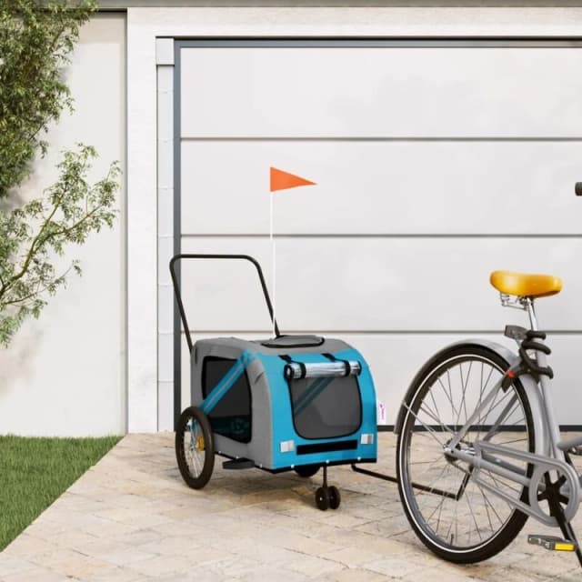 vidaXL Pet Bike Trailer Blue and Grey Oxford Fabric and Iron, Blue 93904