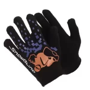 Boys Black Winter Magic Gloves With Rubber Print (One Size) (Design 3)