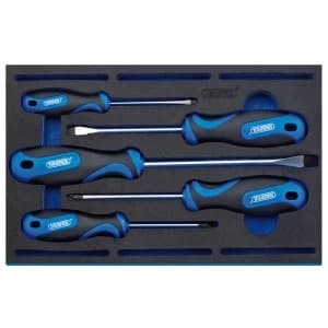 Draper Soft Grip Screwdriver Set In 1/4 Drawer EVA Insert Tray (5 Piece)
