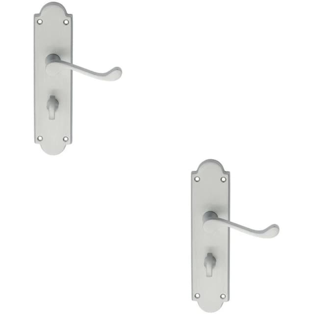 Loops 2x PAIR Victorian Scroll Handle on Bathroom Backplate 205 x 49mm Satin Chrome Multi