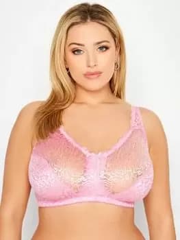 Yours High Shine Lace Non-Wired Bra - Pink, Size 40C, Women