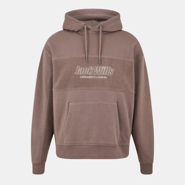 Jack Wills Mens Reverse Panel Hoodie Brick Pink male XS