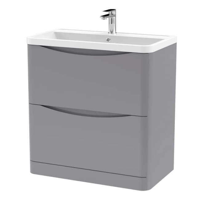 Balterley Floor Standing 2 Drawer Vanity Basin Unit Polymarble Basin Grey 800mm Grey