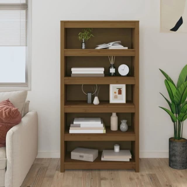 Vidaxl Book Cabinet Honey Brown 80X35X154cm Solid Wood Pine, Brown 821692