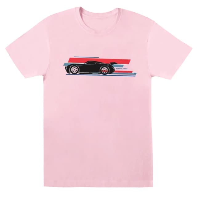 Disney Men Cars Jackson Storm Stripes T-Shirt in Baby Pink Size: Small Baby Pink S Male 5059568306845