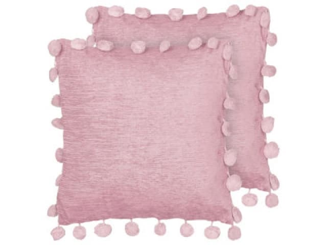 Beliani Set Of 2 Decorative Cushions Jasmine 45 X 45cm Pink Solid