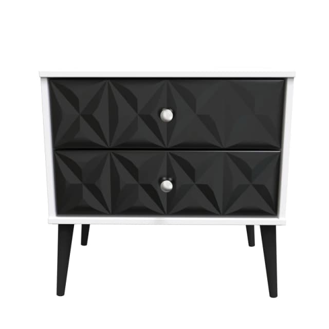 Toledo 2 Drawer Side Table In Deep Black & White (Ready Assembled)