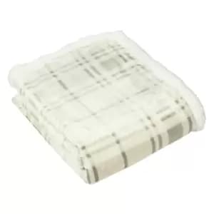 Furn. Blake Throw Printed Fleece Front With Sherpa Fleece Reverse Polyester Natural