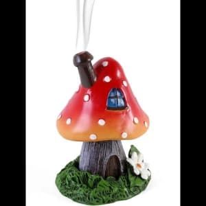 Red Smoking Toadstool Incense Cone Holder