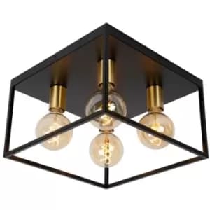 Lucide RUBEN - Flush Ceiling Light - 4xE27 - Black