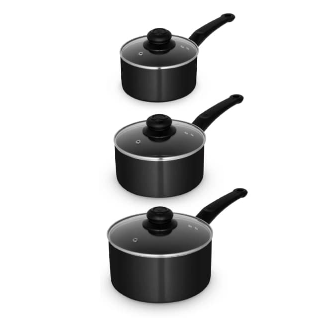 Swan Townhouse 3 Piece Saucepan Set Black Pan Sets Medium Black 39213703390