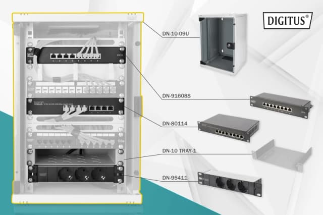 Digitus Network Set - 254mm (10") - 9U. 312 x 300 mm (W xD)