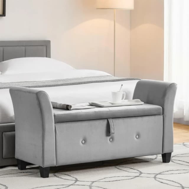 Lassic Vida Designs Seville Storage Ottoman UKFR Velvet Light Gr unisex One Size