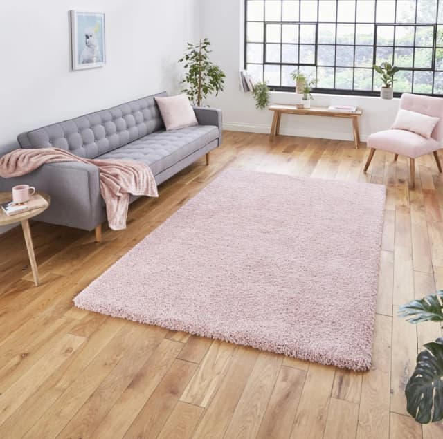 (120x170cm) Sierra 9000 Shaggy Rugs in Pink High Dense Soft Polypropylene Mats