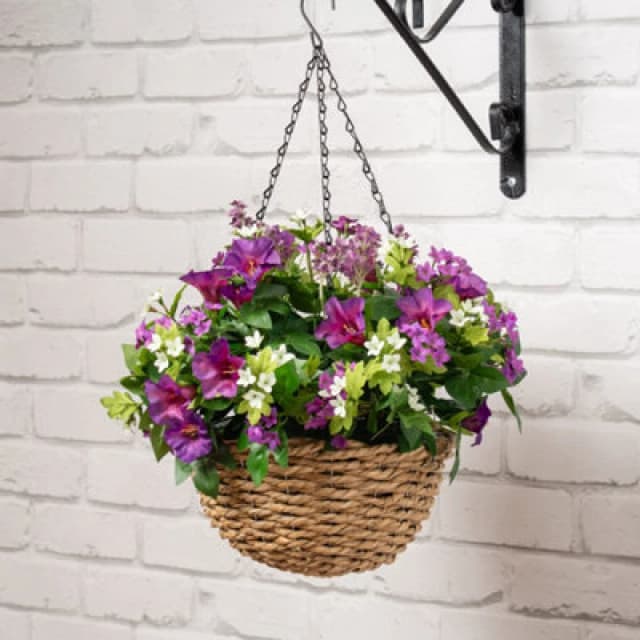 Scottish Everlastings Ltd. Scottish Everlastings Artificial 58Cm Petunia & Star Flower Hanging Basket