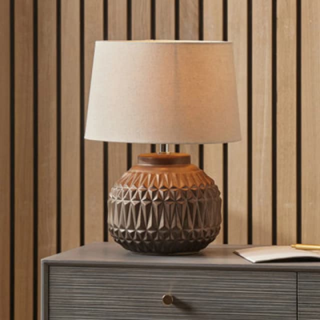 Anneli Aztec Texture Ceramic Table Lamp Bronze