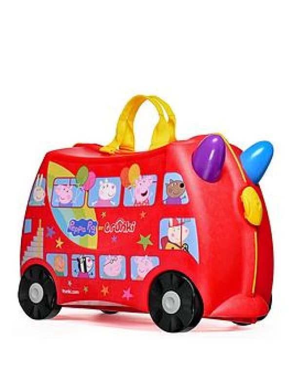 DS Trunki Peppa Pig 4 Wheel Hard Kids Ride-On Suitcase - Red