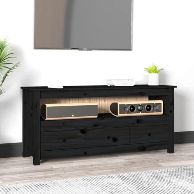 VIDAXL TV Cabinet Black 114x35x52cm Solid Wood Pine Vidaxl 8720845555740