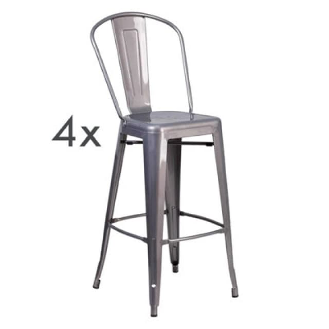 FWStyle FWStyle Set Of 4 Bar Stools Ready Assembled Grey Metal With Clear Coat Grey One Size Unisex 5056413129963