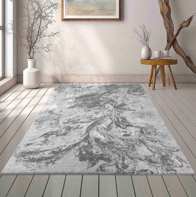 Modern Abstract Water Flow Grunge Texture Area Rugs Grey 160X230 Cm