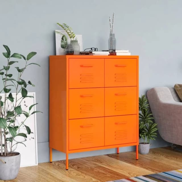 VIDAXL Drawer Cabinet Orange 80x35x101.5cm Steel Vidaxl 8720286564592