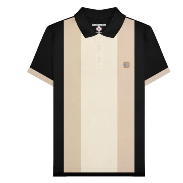 Lambretta Lambretta Men Vintage Panelled Polo Shirt in Jet Black Size: Small Jet Black S Male 5063703650182