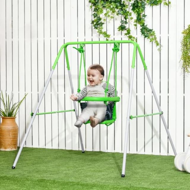 Outsunny Nursery Swing with Safety Seat Belt, Green 344-065V00GN