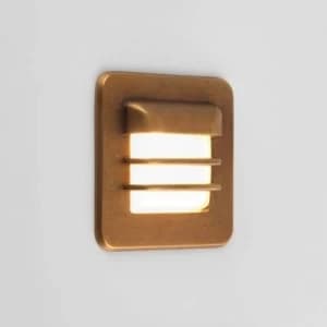 LED 1 Light Outdoor Square Wall Light Antique Brass IP65