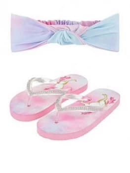 Monsoon Alice Unicorn Flip Flop And Bando Set - Multi