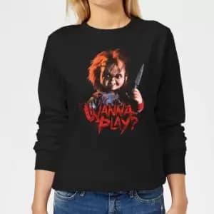 Chucky Wanna Play? Womens Christmas Jumper - Black - 3XL