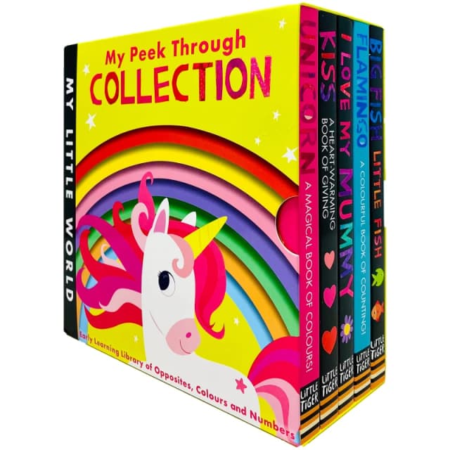 My Little World Series My Peek Through Collection 5 Books Box Set (Unicorn, Kiss, I Love My Mummy, Flamingo) Jonathan Litton Books