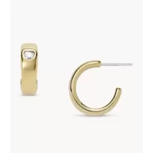 Fossil Womens Sutton Valentine Heart Gold-Tone Stainless Steel Hoop Earrings - Gold