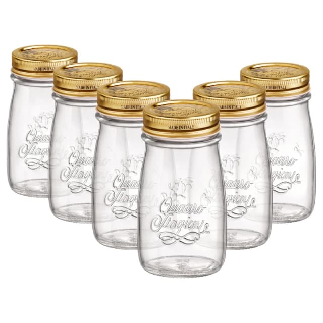 Bormioli Rocco Quattro Stagioni Glass Bottles with Screw Top Lid - 200ml - Pack of 6 Clear