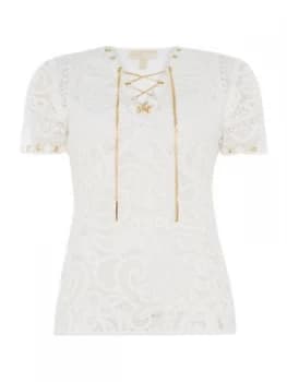 Michael Kors Emb mesh lacing top White