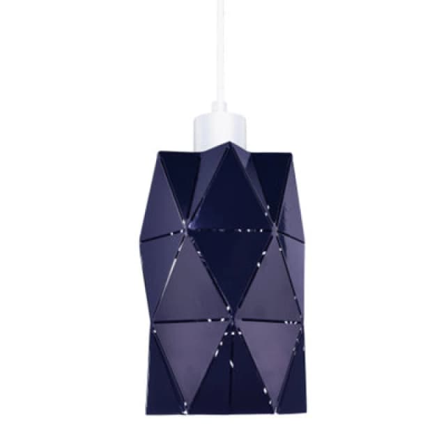 Happy Homewares Modern Midnight Blue Metal Pendant Shade With Diamond Shaped Cut Outs