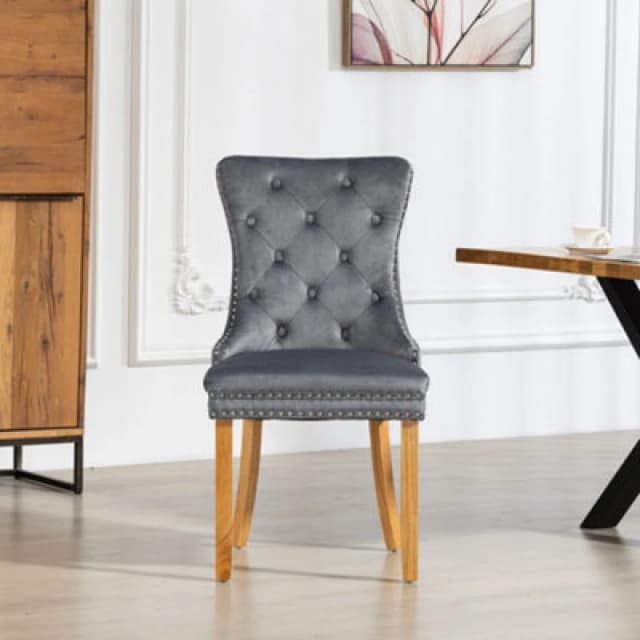 Artemis Home Rodero Velvet Fabric Dining Chairs - Set of 2 in Grey Size: 2 Pack Grey Unisex 2 Pack