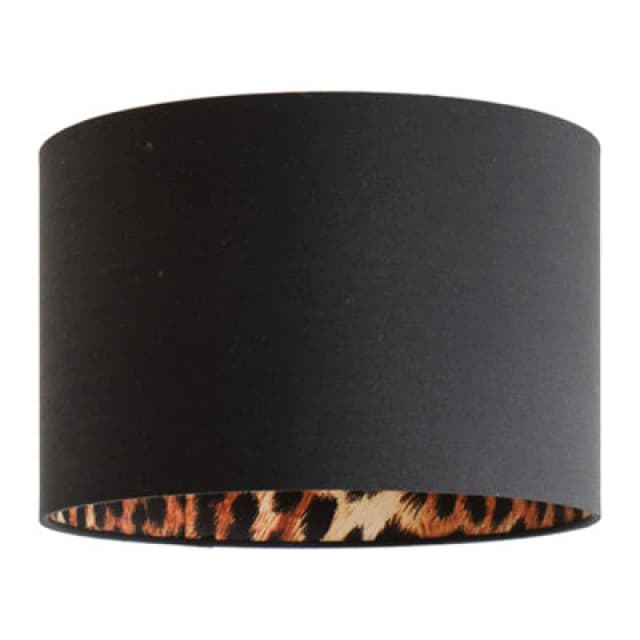 ValueLights ValueLights Oasis Black Fabric with Leopard Print Inner Drum Ceiling Lamp Shade Size: Small Black Small Unisex 5016529272236