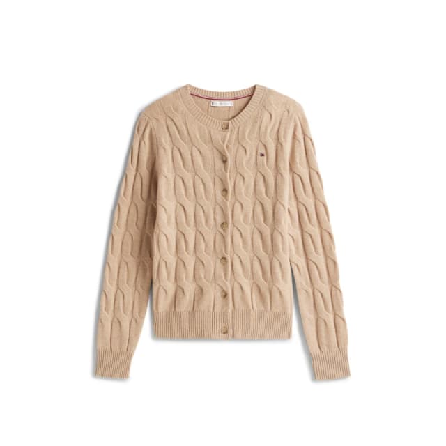 Tommy Hilfiger Womens Cable Cardigan Safari Heather female 10 (S)