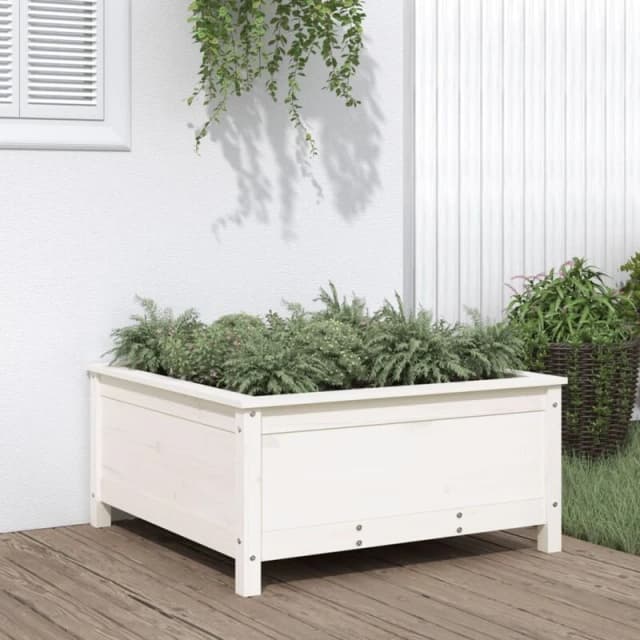 vidaXL Garden Planter White 82.5x82.5x39cm Solid Wood Pine, White 825297